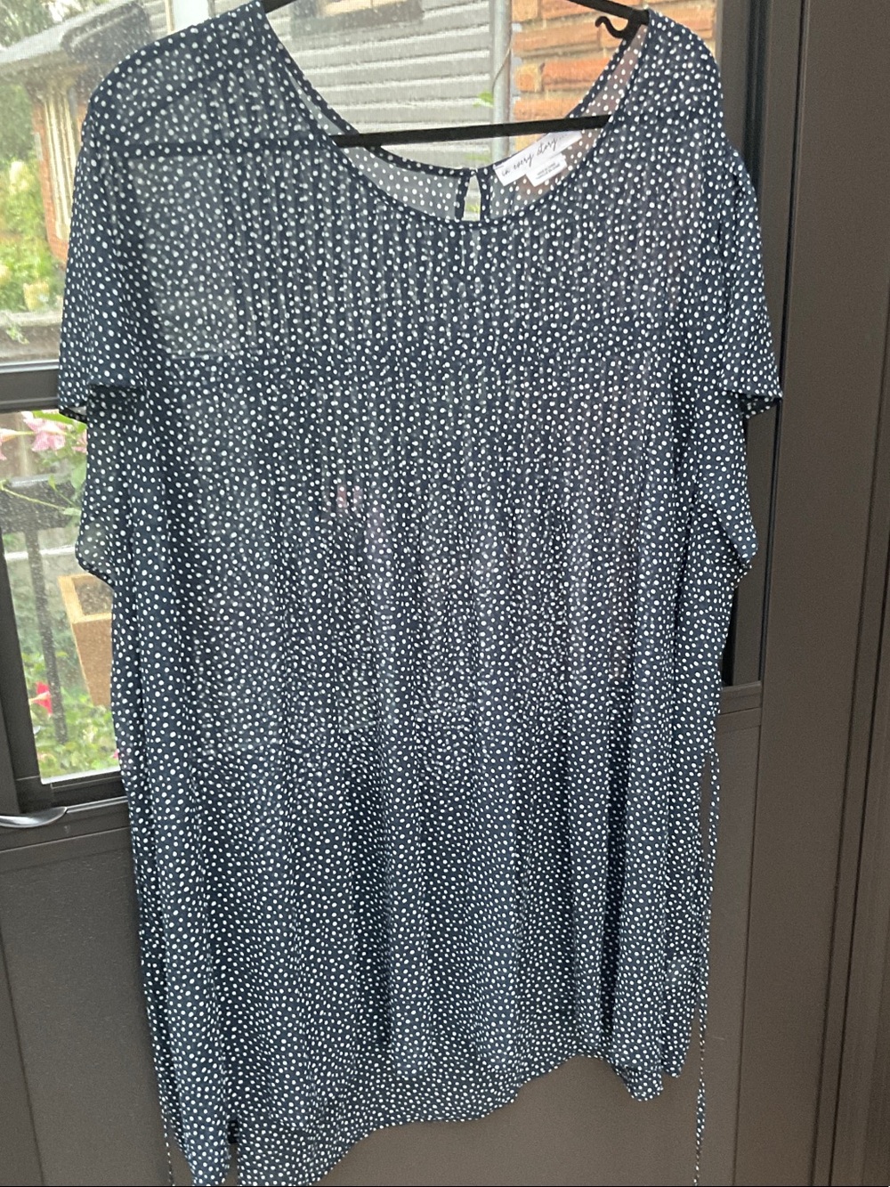 Penningtons Navy and White Polka Dot Short-Sleeve Tunic